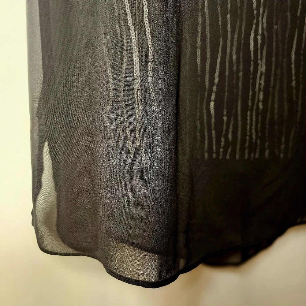 Simply Vera Vera Wang Womens Sheer Over Sequin Layer Sleeveless Top Blouse M - Picture 4 of 8